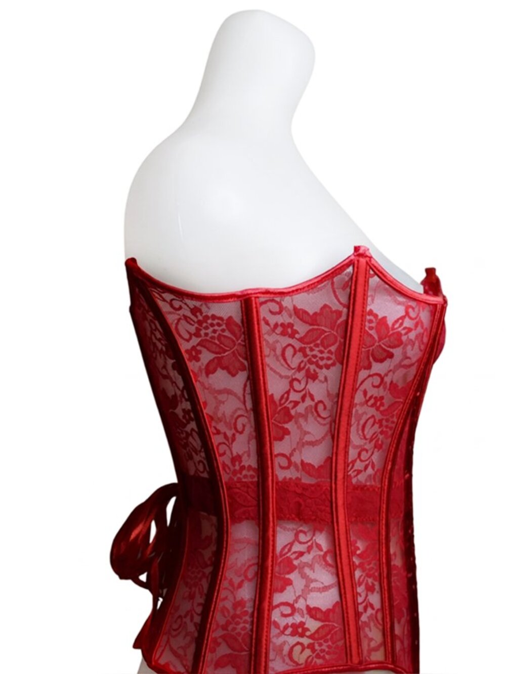 Coquette NWT Red Lace Waist Cincher Corset Bustier & Garter Size M MSRP $74 - Picture 2 of 12